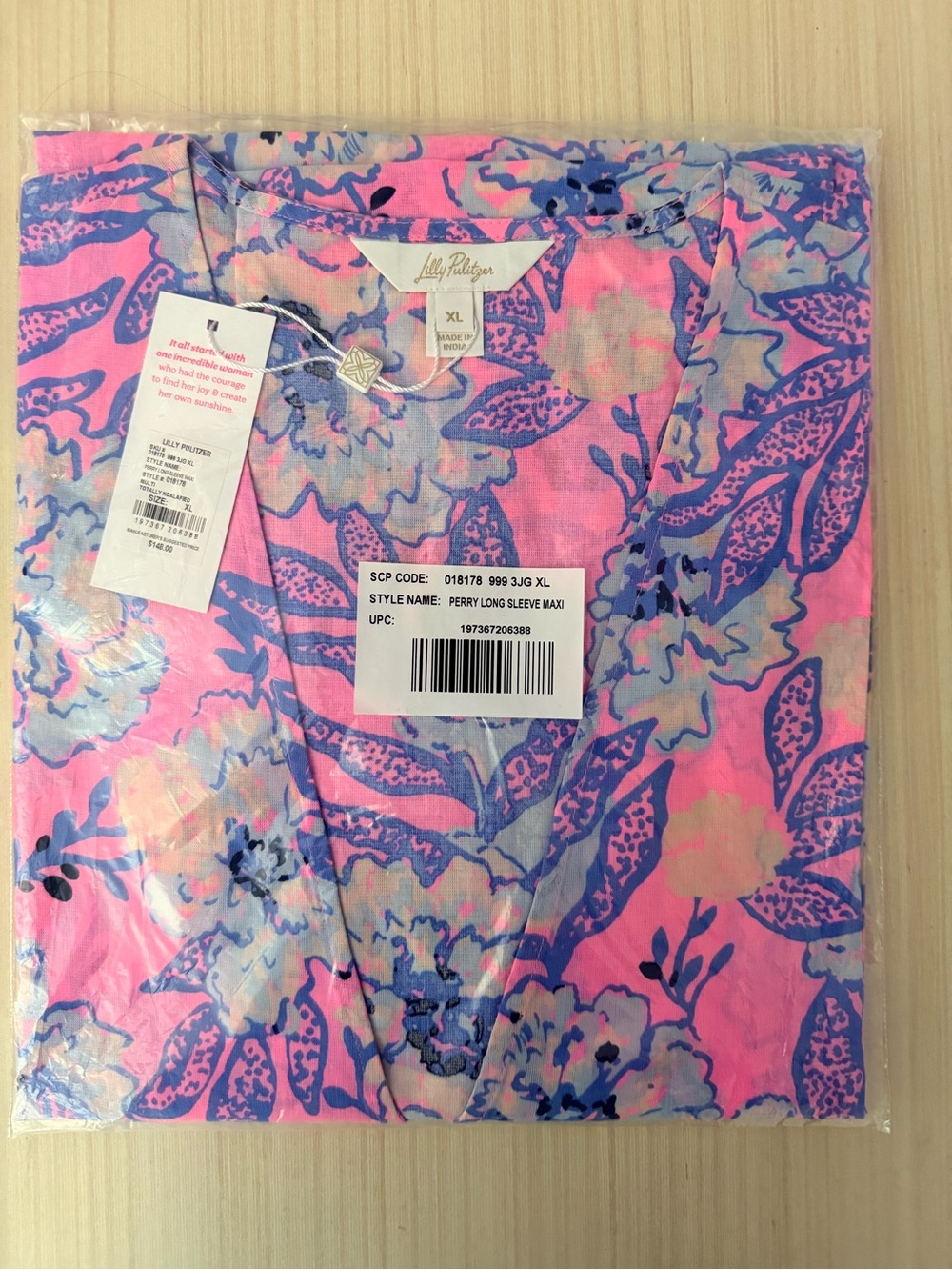 NWT Lilly Pulitzer Perry Long Sleeve Maxi Cover-Up - Totally Koalaified Size XL - Picture 2 of 2